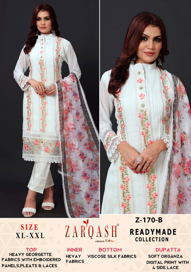 Z 170 Zarqash Embroidery Georgette Pakistani Readymade Suits Wholesale Shop In Surat